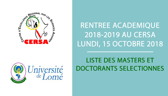  Liste des Masters et Doctorants sélectionnés